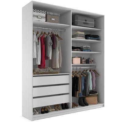Closet Solteiro Pisa R02 3 Gavetas 5 Prateleiras MDF 159cm Branco Lyam Decor