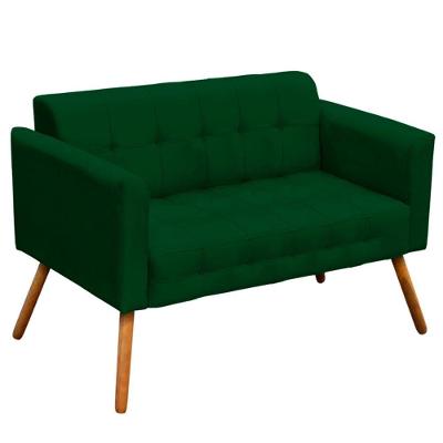 Poltrona Namoradeira Karen Decorativa Suede Verde G19 com Pés Palito Gran Belo