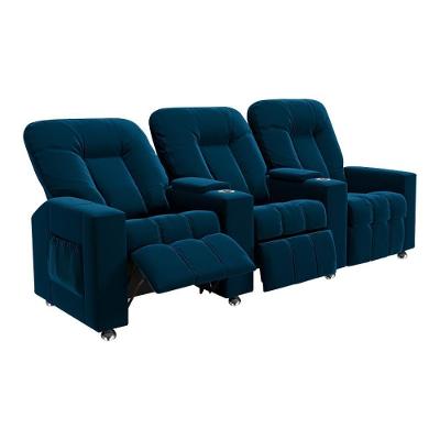 Poltrona Reclinável 3 Lugares Pequim para Sala de Cinema Veludo Azul Marinho G23 Gran Belo