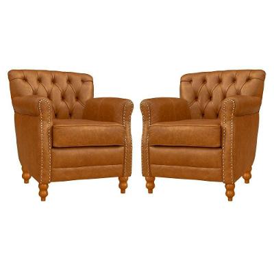 Kit 2 Poltronas Decorativas Níger G58 Sala de Estar Couro Mel Pés Palito Gran Belo