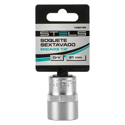 Soquete Sextavado 1-2'' 21mm 1382155 Aço Crv 42 Hrc Azul Stels