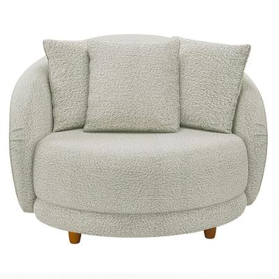 Poltrona Galáxia G45 Decorativa em Boucle com Almofadas Confortáveis Off White Gran Belo