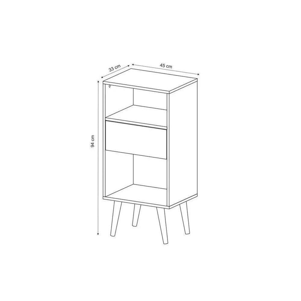 Mesa Lateral p/ Sala E1715 c/ 1 Gaveta e 2 Nichos Natural/Off White - Tecno Mobili - 4