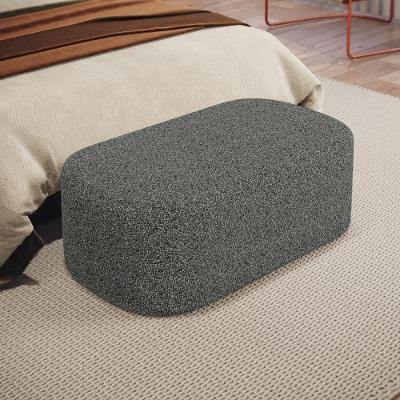 Puff Decorativo Orgânico Doha W01 Retangular Espuma Linho Mescla Chumbo Lyam Decor