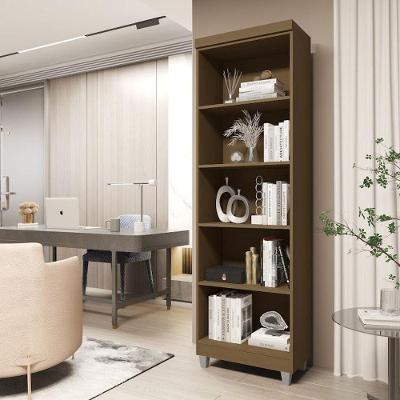Estante para Livros Anúbis Vertical 5 Nichos MDP Canela Marrom SAL Movelaria