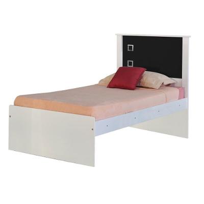 Cama Solteiro Reino G68 em MDF-MDP Branco-preto Estilo Moderno Gran Belo
