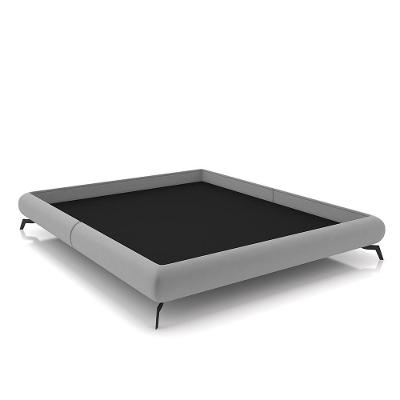 Cama Queen Size Avulsa Bezos G91 com Pés em Aço Veludo Cinza Estrutura MDF-MDP Gran Belo