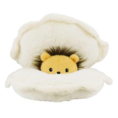 Pelúcia Concha com Leão Amarelo Dentro 19x34cm para Presentear e Decorar