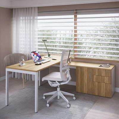 Mesa para Escritório em l Idea A03 com 3 Gavetas MDF-MDP 160cm Branco Lyam Decor