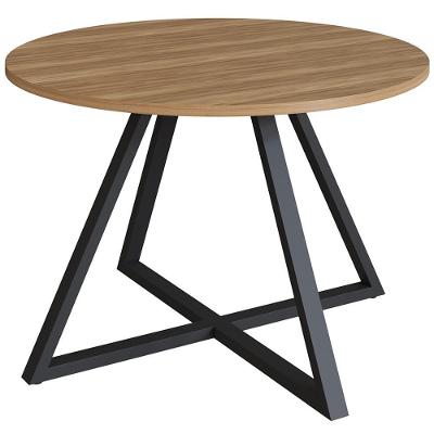 Mesa para Escritório de Reunião Redonda Idea A03 Industrial MDF-MDP 110cm Nogal Sevilha Preto Lyam