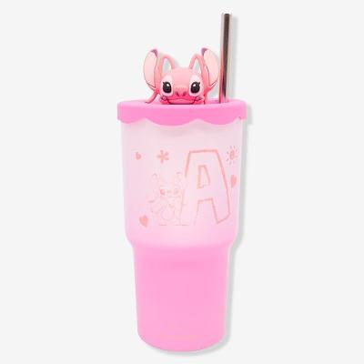 Copo Térmico Copo Topper Angel - Disney 600ML Aço Inoxidável com Tampa e Canudo Removível