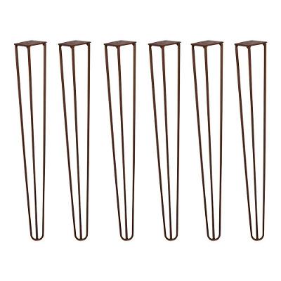 Kit 6 Pés Hairpin de Metal Gran Belo G41 para Móveis Ferro Maciço 60cm Bronze