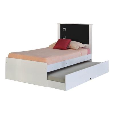 Cama Bibox Solteiro Reino G68 com Cama Auxiliar em MDF-MDP Branco-preto Gran Belo