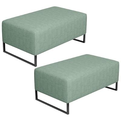 Kit 2 Puff Decorativo Cléo W01 Espuma Linho Verde Menta Lyam Decor
