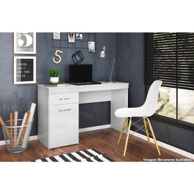 Mesa Escrivaninha Juvenil Vitória c/ 1 Porta e 1 Gaveta Branco - Demóbile