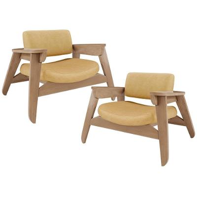 Kit 2 Poltronas Concept L02 para Sala em Corino com Assento Macio Fendi Lyam Decor