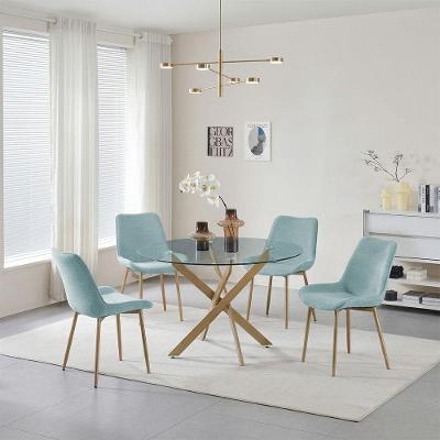 Conjunto de Jantar Lara 4 Lugares Vidro Redondo Verde 120cm Cadeira e Cadeira