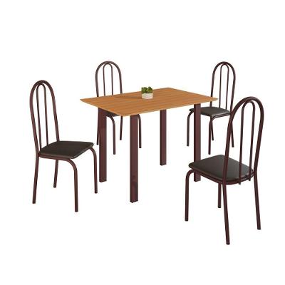 Conjunto de Jantar Mila Ilhabela 4 Lugares Tampo em MDF Marrom e Preto com Mesa Retangular Mila