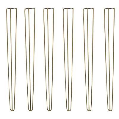Kit 6 Pés Hairpin Legs G41 de Metal 90cm Dourado para Aparador e Mesa de Canto Gran Belo