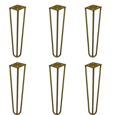Kit 6 Pés Hairpin Legs Gran Belo G41 para Rack Aparador e Puff 25cm Dourado