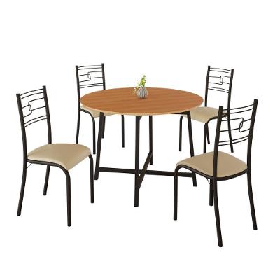 Conjunto de Jantar Ella 4 Lugares Tampo em MDF Cadeiras Preto C- Creme 90cm