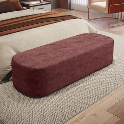 Puff Decorativo Doha W01 Retangular Assento Espuma Linho Bordô Lyam Decor