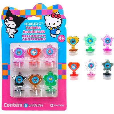 Carimbo Autotintado Leo & Leo Hello Kitty e Amigos Kit 6 Unidades Colorido