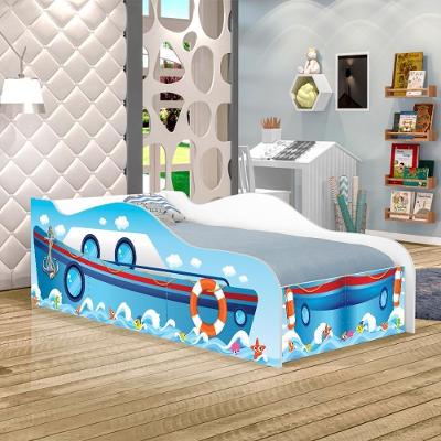 Cama Infantil Solteiro Navio Kids com Colchão em MDF Azul Casah