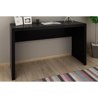 Mesa Escrivaninha Juvenil em l Me4135 em MDF 127cm Preto com Passagem para Cabos