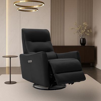 Poltrona Reclinável Elétrica Plaza G43 Couro Preto com Usb e Usb-C para Sala Gran Belo