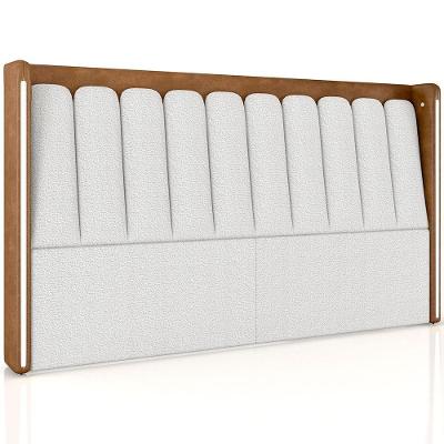 Cabeceira Queen Moan P05 Estofada com Led 160cm MDF-MDP Couríssimo Whisky Bouclê Cru Lyam Decor