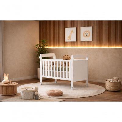 Berço Multifuncional com Colchão Que Vira Cama Magia Mobibaby MDF Branco Magia Móveis