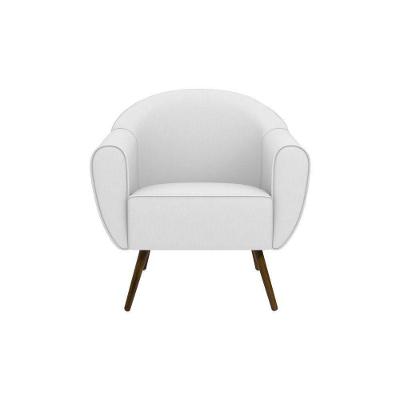 Poltrona Decorativa Sacha Pu Sintético Branco para Sala Gran Belo