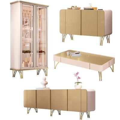 Conjunto Cristaleira Buffets e Mesa de Centro Évora Saluti Benvenuto Cadenza Off White Gran Belo