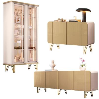 Conjunto Cristaleira e Buffets Texas Virginia Bambino G26 8 Portas 3 Prateleiras MDF e MDP Off White