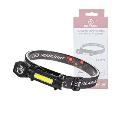 Lanterna de Cabeça Ka-L1972 Recarregável 2 em 1 com Led Xpe e Cob para Camping e Trilhas Kapbom