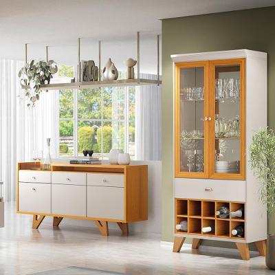 Conjunto Cristaleira e Buffet Aparador Andorra Noeli Off White Cinamomo Gran Belo