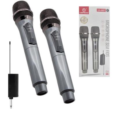 Kit 2 Microfones sem Fio P2 Ka M87C para Karaokê Preto Kapbom