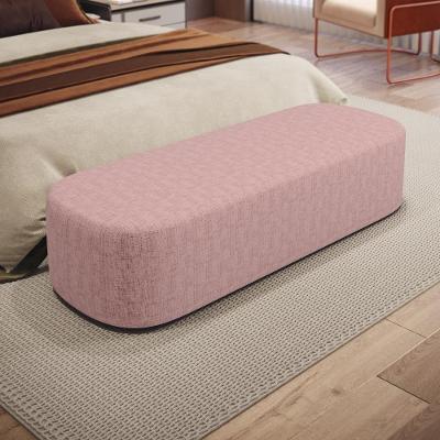 Puff Decorativo Doha W01 Retangular Espuma Linho Rosa Lyam Decor