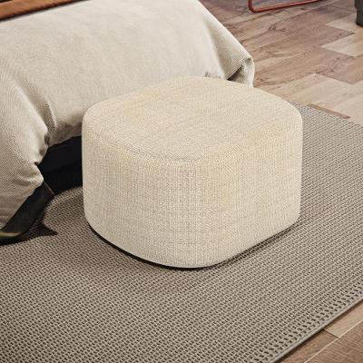 Puff Decorativo Doha W01 Retangular Assento Espuma Linho Palha Lyam Decor
