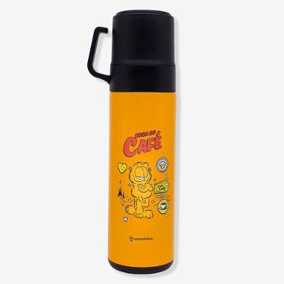 Garrafa Térmica de Café com Tampa Garfield 600ml Aço Inoxidável e Plástico Parede Dupla