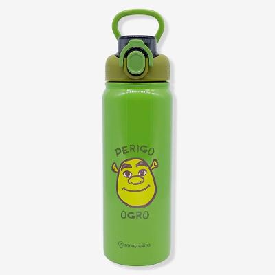 Garrafa Galaxy Shrek 650ML em Plástico e Aço Inoxidável com Parede Dupla Verde Universal