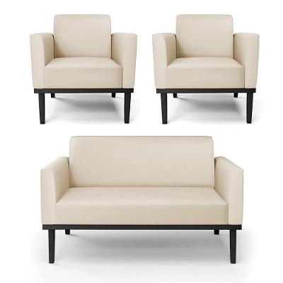 Conjunto 2 Poltronas e 1 Namoradeira Isabella G19 Decorativa Corino Espuma D-23 Bege Gran Belo