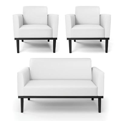 Conjunto 2 Poltronas e 1 Namoradeira Isabella G19 Decorativa Couro Sintético Branco Gran Belo