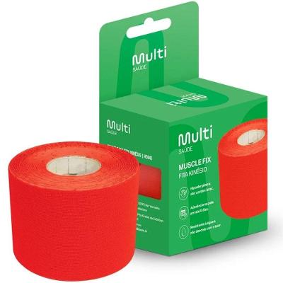 Fita Kinesio Multisaúde HC043 para Fisioterapia Bandagem Esportiva Vermelho 5cmx5m