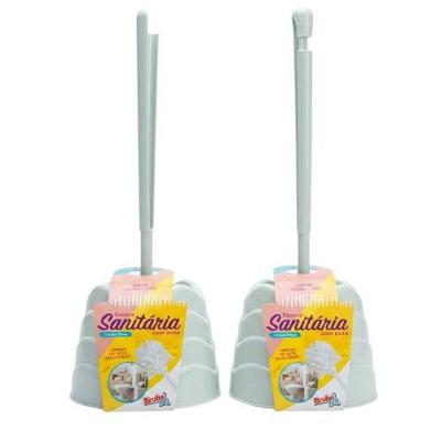 Escova Sanitária com Pote para Banheiro com Cabo Ergonômico e Cerdas Resistentes Brubalar