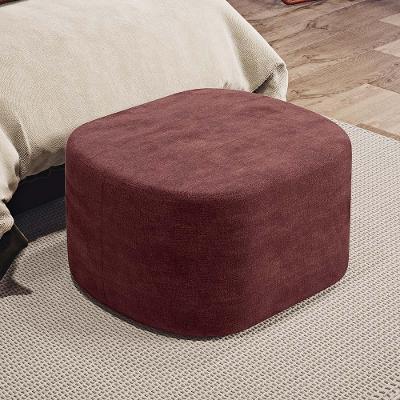 Puff Decorativo Doha W01 Retangular Espuma Revestimento Linho Bordô Lyam Decor