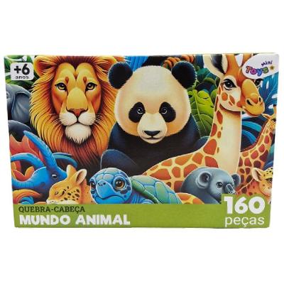 Quebra Cabeça Infantil Mundo Animal 160 Peças 6371 Educativo em Papel Cartão Mini Toys