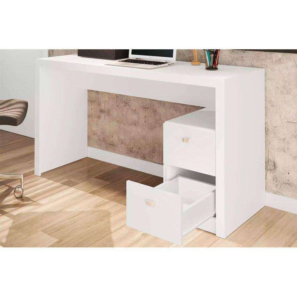 Mesa Escrivaninha Juvenil ME4130 c/ 2 Gavetas Branco - Tecno Mobili - 1