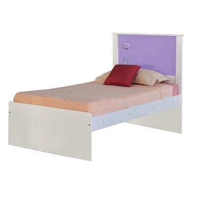 Cama Solteiro Reino G68 em MDF-MDP Branco-lilás para Quarto Gran Belo